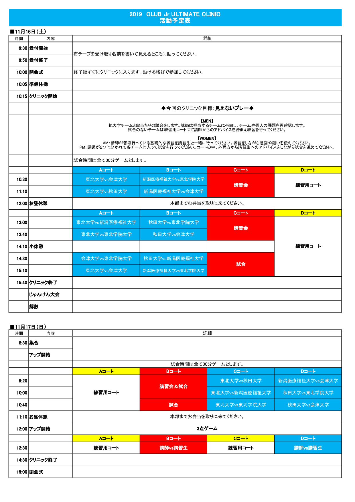 2019 CLUB Jr. Ultimate Clinic in kE\\